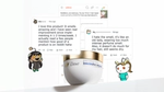 Kem ủ tóc Dove Intensive Repair Hair Mask màu trắng và vàng, cùng hai đánh giá trên Reddit (một tích cực, một tiêu cực) và hai nhân vật Snoovatar