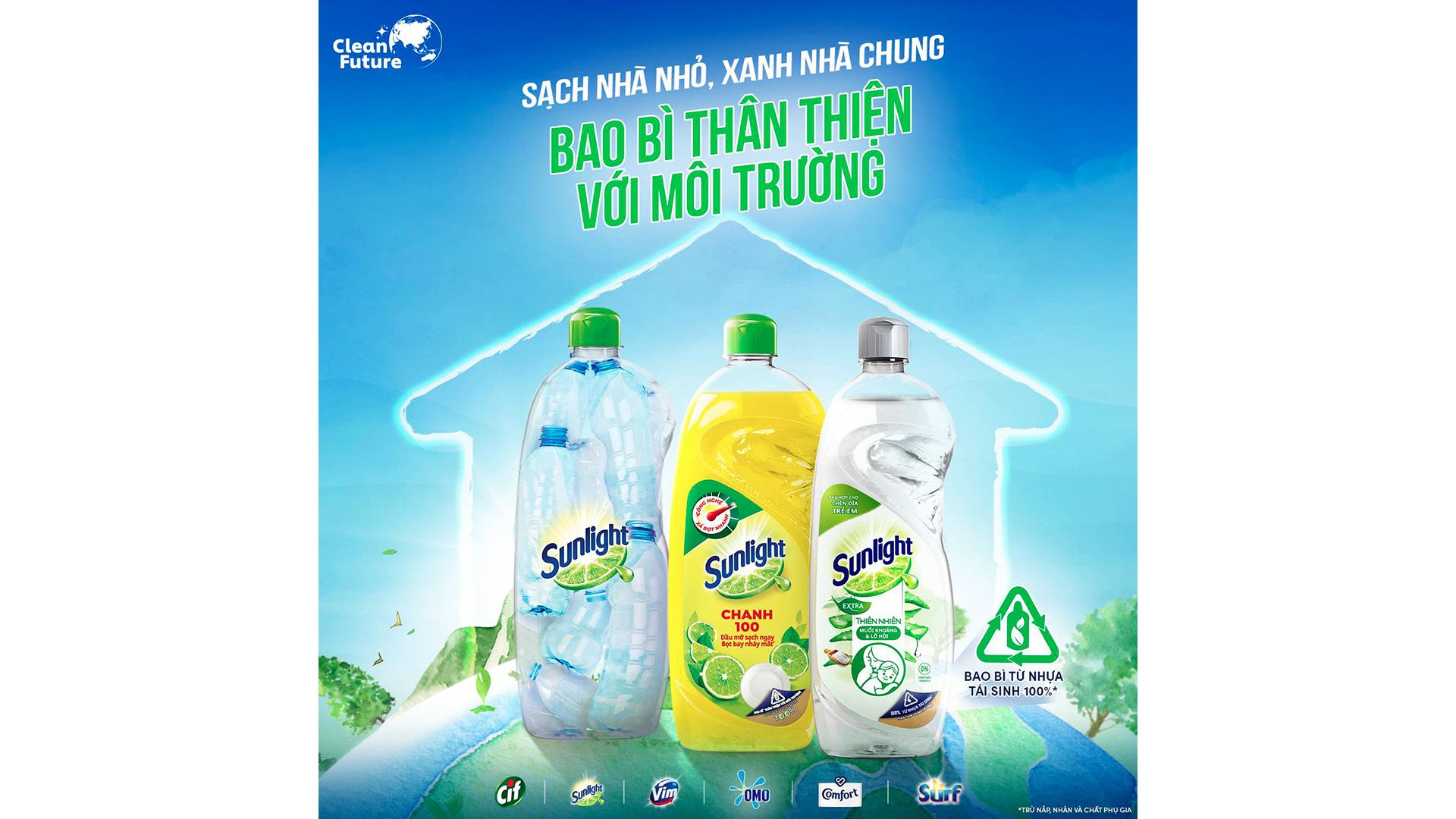 Bao bì Sunlight được sản xuất từ nhựa PCR 100%
