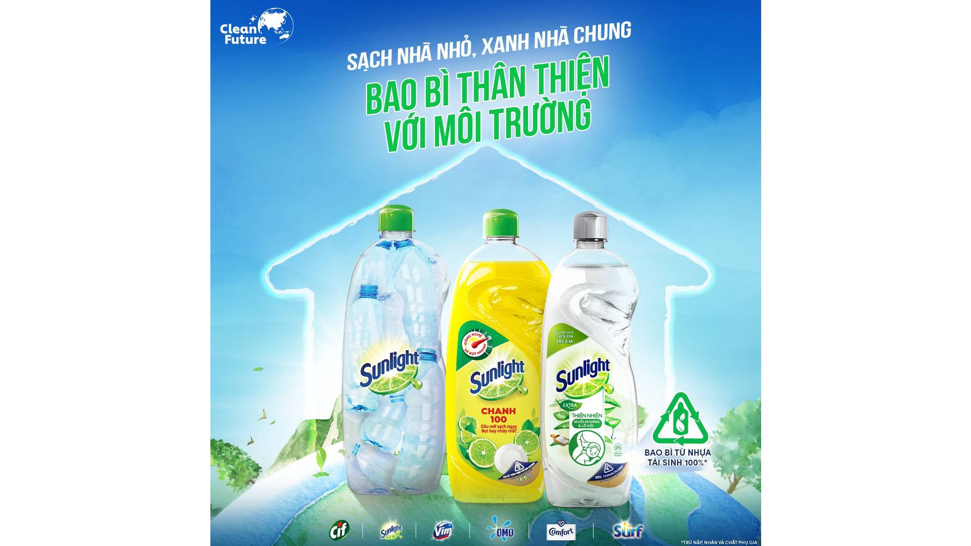 Sunlight có bao bì từ nhựa tái sinh