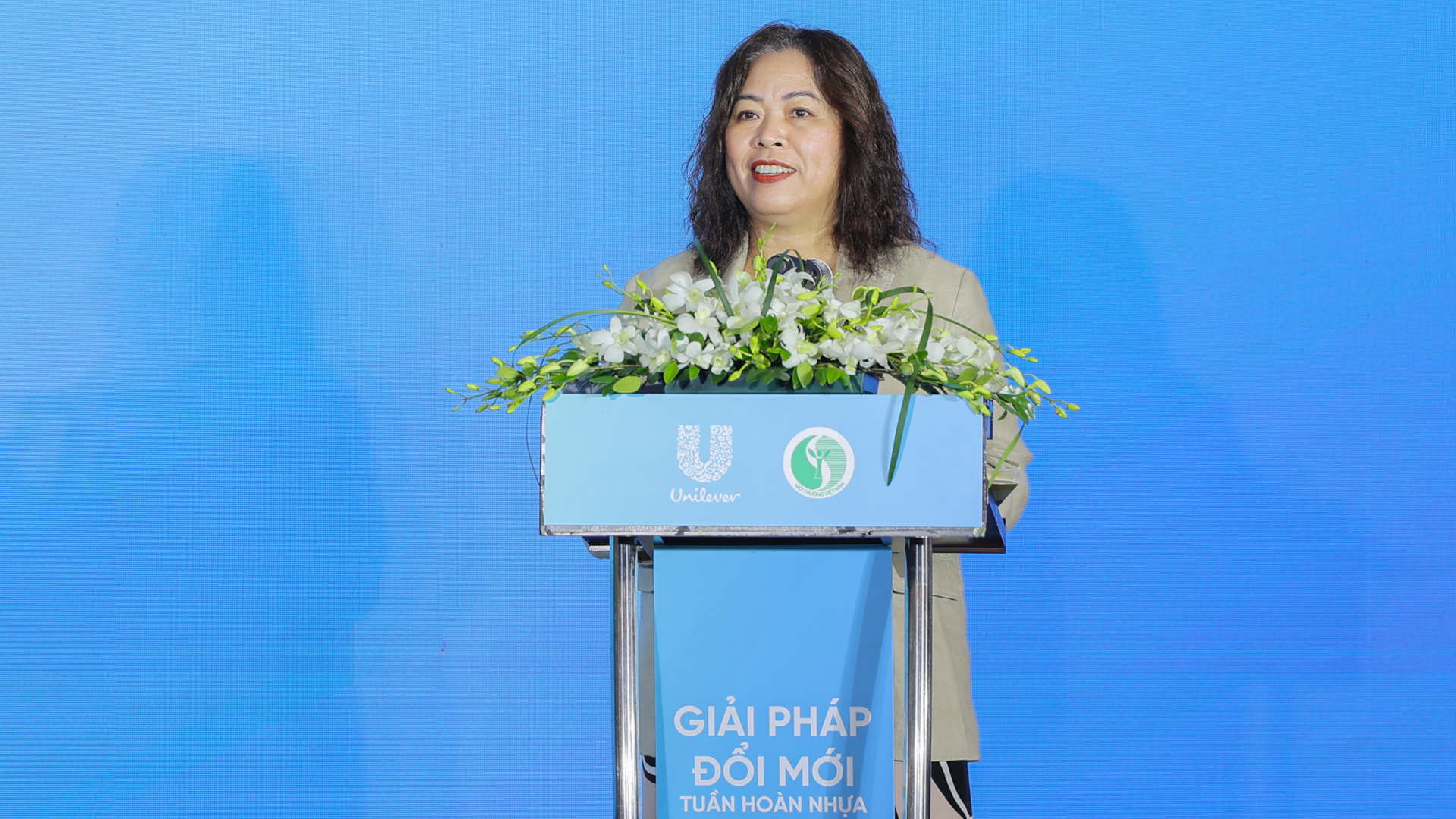 Bà Nguyễn Thị Bích Vân - Tổng Giám đốc Quốc gia, Unilever Việt Nam phát biểu tại sự kiện
